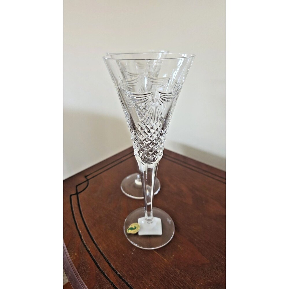 Waterford Crystal Peace Champagne Toasting Flutes Pair Millennium Collection New